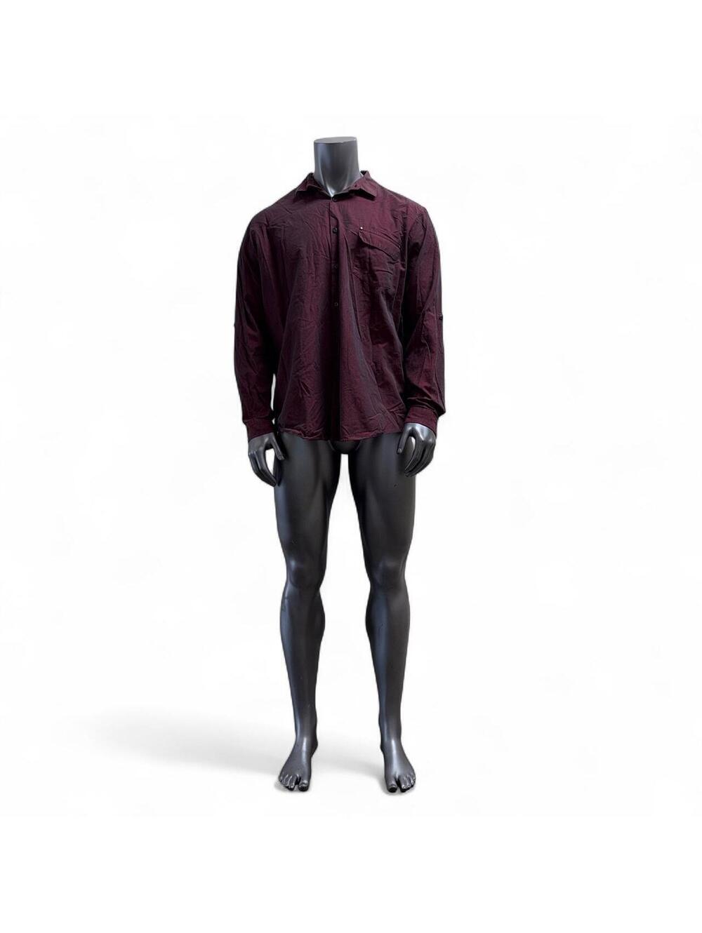 INC International Concepts Men's Burgundy Button-Down Shirt XXL Long Sleeve Roll